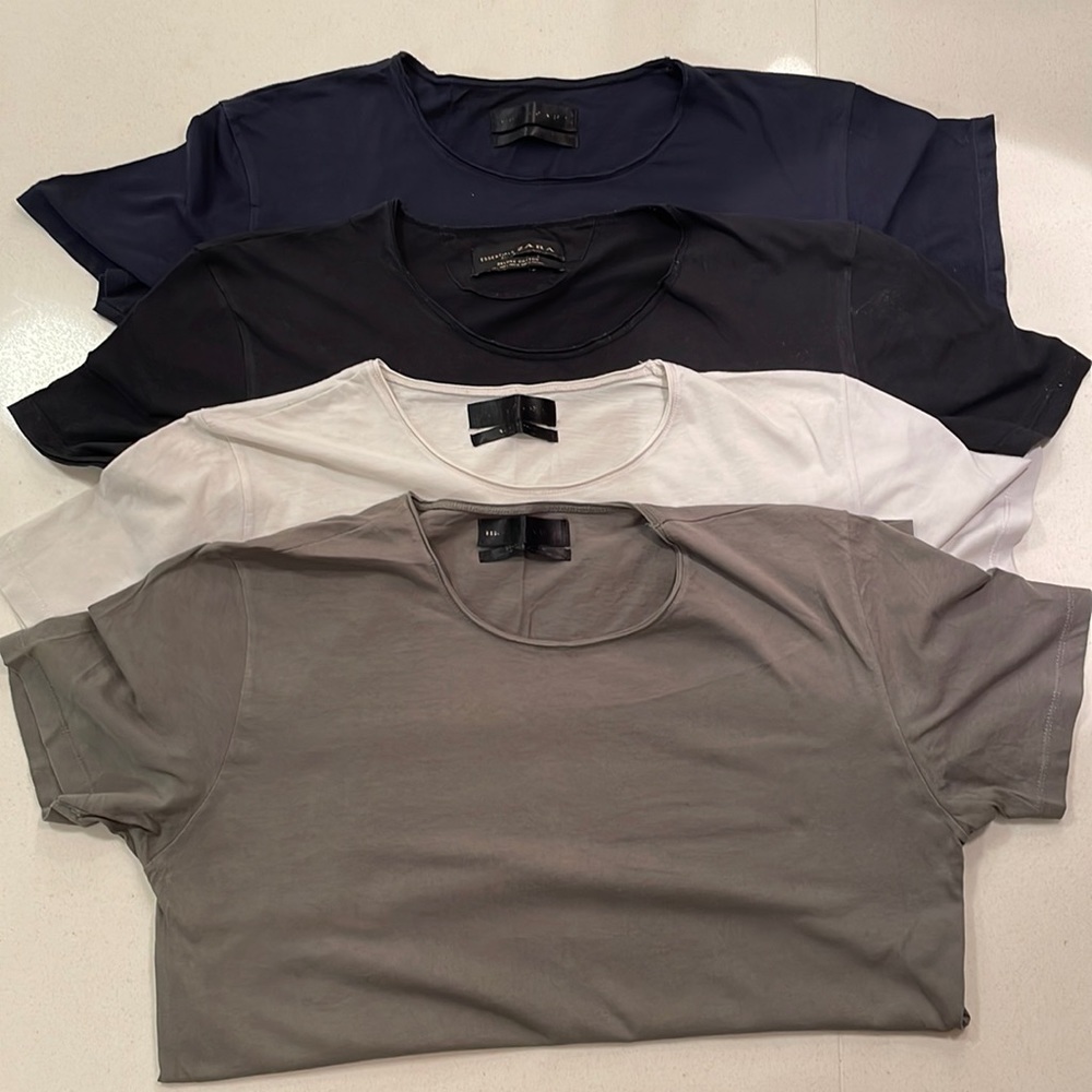 4 Pack - Zara - Essential T-Shirts - Navy - Black - Beige - Olive.